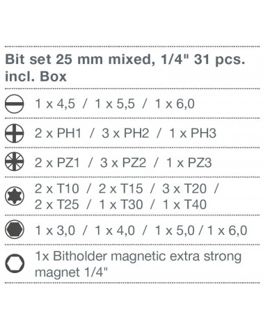 BOX INSERTI MIX 31 PEZZI  