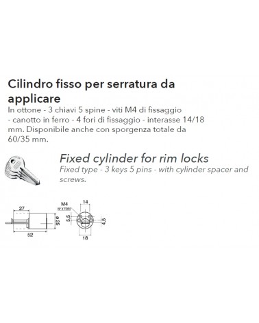 CILINDRO FISSO WALLY L52MM