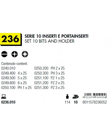 SERIE 10 INSERTI E PORTAIN