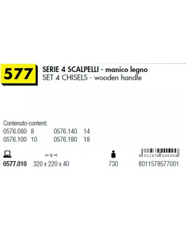 SCALPELLO LEGNO SERIE 4PZ 