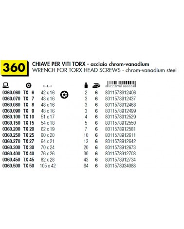 CHIAVE TORX C/FORO TX 6   