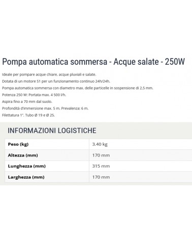 POMPA X ACQUA SALATA 250W 