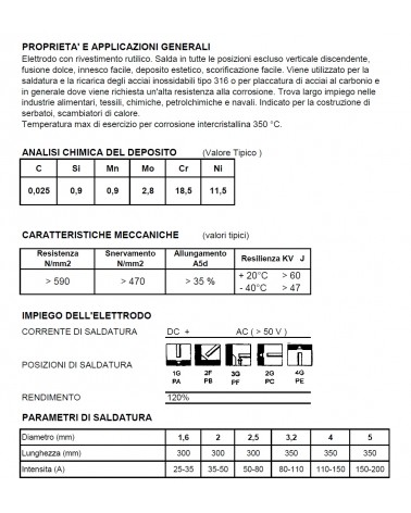 ELETTR INOX 316L 2X300 167