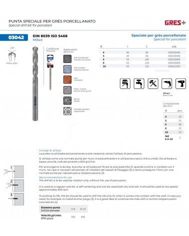 PUNTA SPEC GRES+PORCEL diametro  4