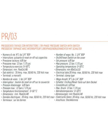 PRESSOSTATO COMPR 380V 1/4