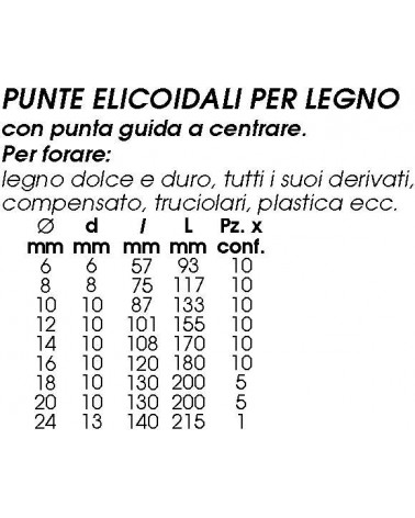 PUNTA x LEGNO diametro   6        