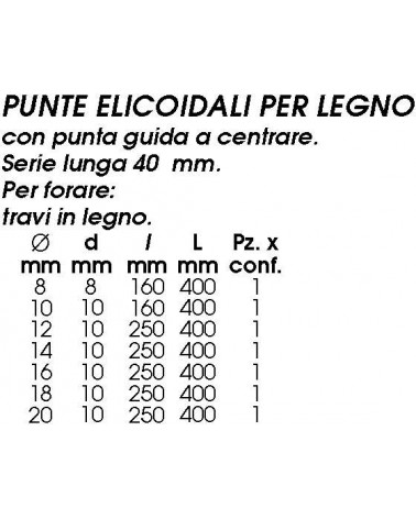 PUNTA x LEGNO diametro  8 L 400 mm