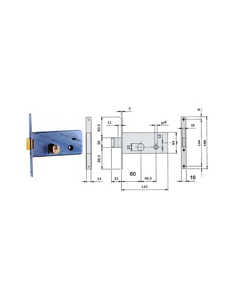 SERRATURA ISEO 712701 FASCIA FR 16 CON CILINDRO E70