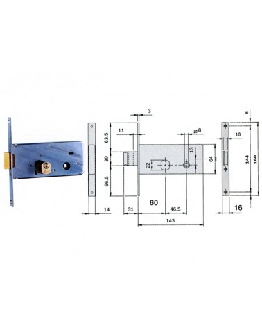 SERRATURA ISEO 712701 FASCIA FR 16 CON CILINDRO E70