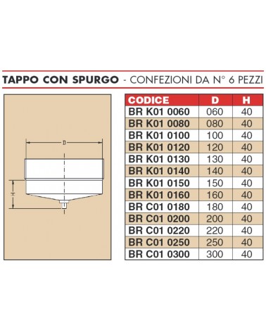 TAPPO C/SPURGO MONO diametro 80   