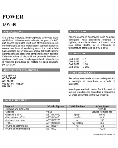 OLIO POWER 15W40 BE/DI 1LT