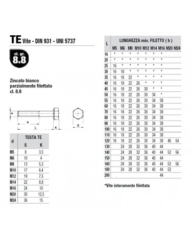 VITE F/P 8.8 ZN M6X30  500