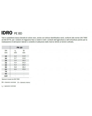 TUBO POLIETILENE  PN10 diametro 20