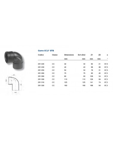 CURVA SITECH+ diametro  40 87,5?  