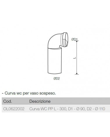 CURVA WC PROL C/GUA 110/90