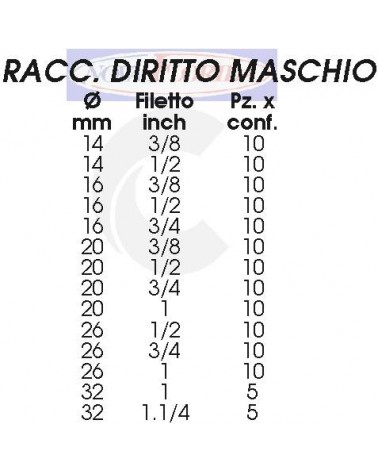 TERMINALE DIR M diametro  16x1/2  