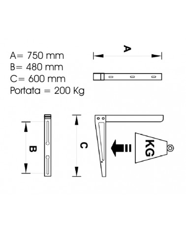 STAFFA A MURO TSE 250  2PZ