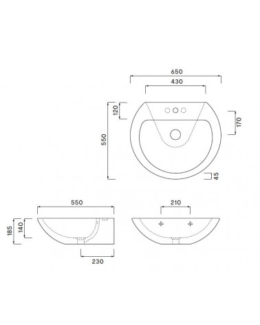 LAVABO cm 65x55 JO  BIANCO