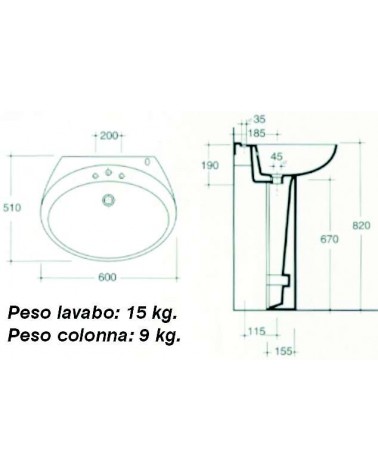 LAVABO cm 60 OLA' BIANCO  