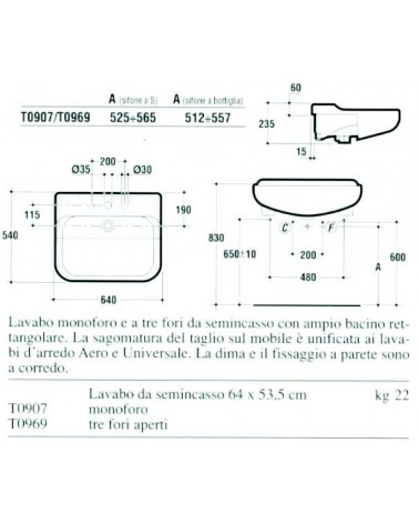 LAVABO SEMINC. CONCA  BIAN