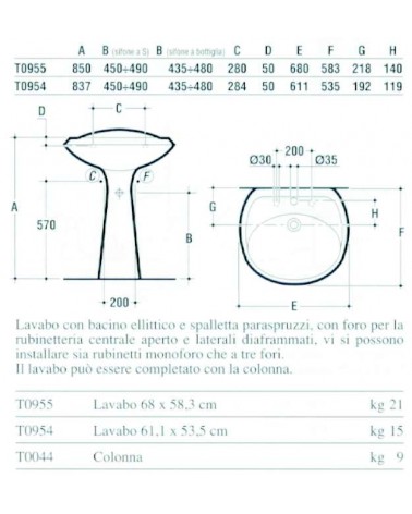 LAVABO ELLISSE  61    BIAN