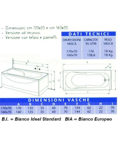 VASCA GOAL+TEL 160x70  BIA