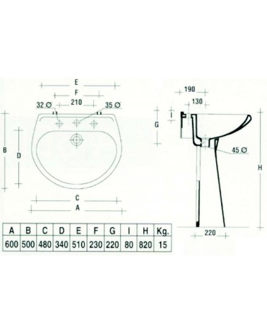 LAVABO AMBRA cm 60     BIA