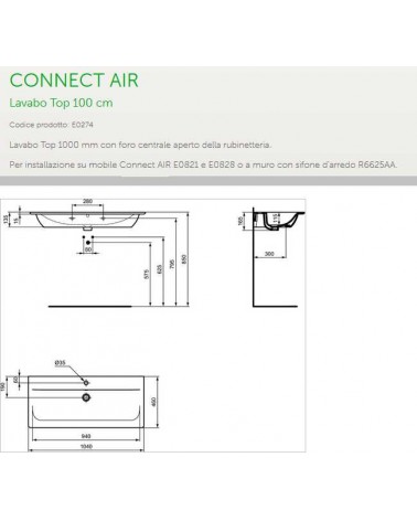 LAVABO 100 CONNECT AIR BIA