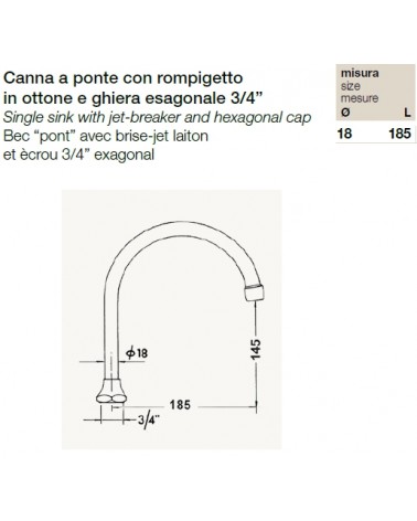 BOCCA A PONTE 3/4 diametro 18 L185