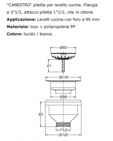 PILETTA BASKET S/TP diametro 90   