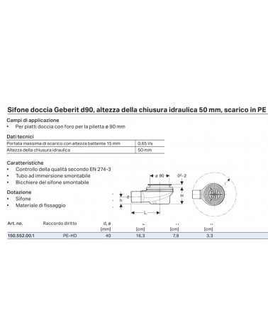 SIFONE DOCCIA 90 MM CROMO 