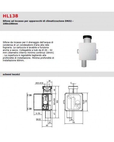 SIFONE INCASSO DN32 X CLIM