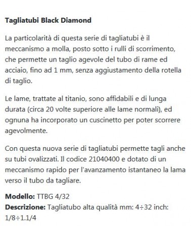 TAGLIAT BLACK DIAM diametro 4-32  