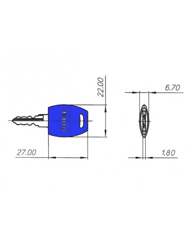 Meroni 26HMAM chiave maestra con testa in plastica blu, apre tutti i cilindri delle serrature serie 26 con chiave SA.