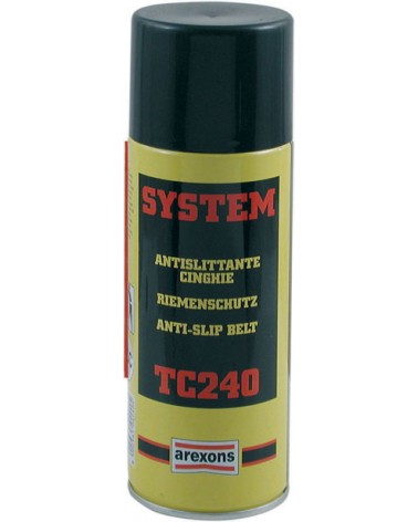 ANTISLITTANTE CINGHIE SPRAY adatto per cinghie piatte, tonde, trapezoidali di cuoio o gomma SYSTEM TC240 ML400