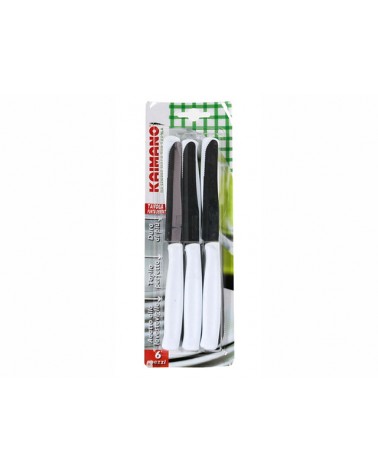 COLTELLI BISTECCA 1/2 SEGA MANICO BIANCO 6PZ KAIMANO DNO 414 06W-SET ART. 1023390