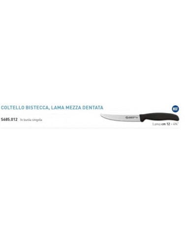 COLTELLO BISTECCA LAMA MEZZA DENTATA SUPRA CM.12 AMBROGIO SANELLI COD.S685.012