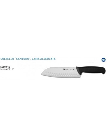 COLTELLO SANTOKU LAMA ALVEOLATA CM18 linea SUPRA. I materiali utilizzati sono sterilizzabili, resistenti alla corrosione ed alle