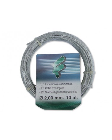 Fune zincata commerciale a 72 fili 3MM X 50MT R.60MM Fune per uso generico.