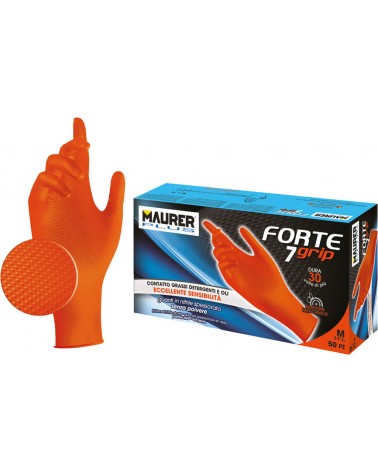 Guanto in nitrile TAGLIA M  MAURER PLUS mod. FORTE GRIP 7 - spessorato, riutilizzabile - senza polveri, anallergico - con grip a