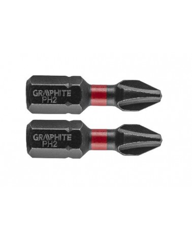 INSERTI A PERCUSSIONE PH2 X 25MM 2 PEZZI - GRAPHITE ART. 56H501