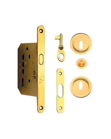 KIT X PORTE SCORREVOLE NICCHIA TONDA CON CHIAVE ORO-LUCIDO in zama.