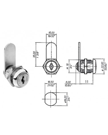 MERONI 2651 SERRATURA CILINDRO MM 25 A PIASTRINE