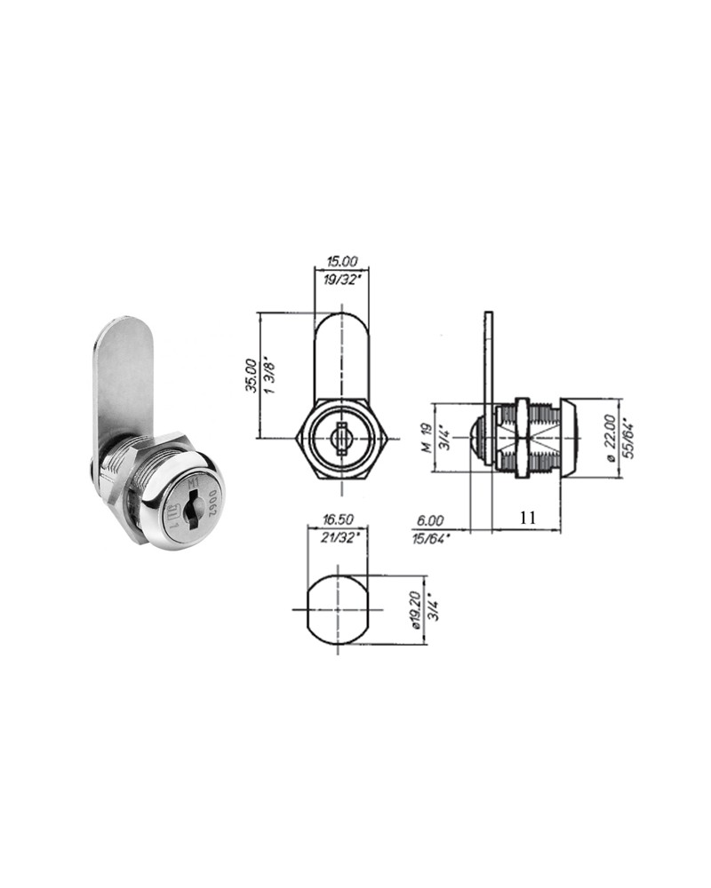 MERONI 2651 SERRATURA CILINDRO MM 25 A PIASTRINE