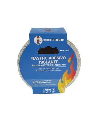 Nastro adesivo isolante in fibra di vetro con alluminio MM50X3MT. Ideale per aumentare l\'isolamento termico. Utilizzabile per e