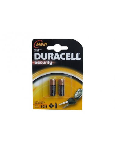 Pila Duracell MN21 Tipo Telecomando 3 LR 50. Alcalina. 12 volt. Diametro mm. 10,6, altezza mm. 28,5. In blister da 2 pezzi.