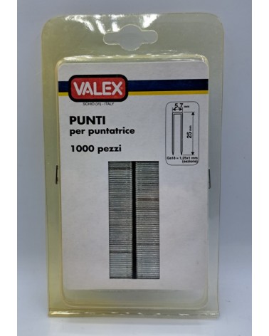 PUNTI PER PUNTATRICE 5,7MMX25MM 1000 PEZZI VALEX 1455546