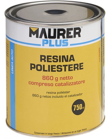 Resina poliestere liquida MAURER PLUS da 750 ml - ambiti di utilizzo: carrozzeria e furgonistica industriale, legno, nautica - c