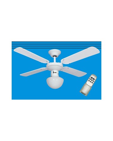 VENTILATORE A SOFFITTO BIANCO CON TELECOMANDO + LUCE DIAM. 105CM