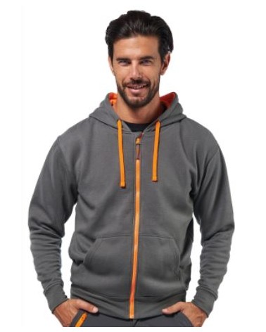 FELPA POLYCOTONE ZIP LUNGA TAGLIA XL GRIGIA/ARANCIONE LOGICA ART. FIJI/6XL